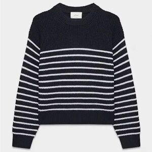 Aritzia Navy and White Striped Crewneck Sweater